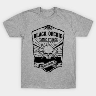 Black orchid skull logo black T-Shirt